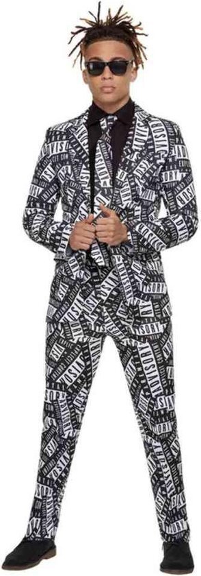 Smiffys Kostuum -XL- Parental Advisory Stand Out Suit Zwart/Wit