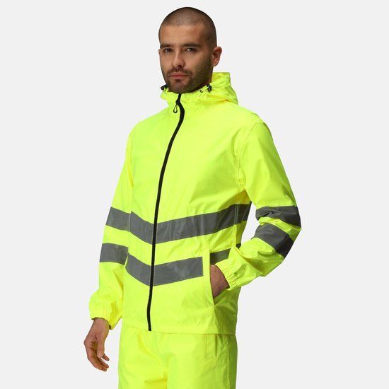 Regatta Jas Heren Reflecterende Strepen Hooded Design Geel Polyester