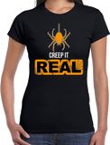 Bellatio Decorations Shoppartners Bv Creep it real Halloween verkleed t-shirt zwart - Dames - Spin - Horror shirt - Maat M