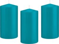Trend Candles Bougie cylindrique/bougie tronc - 12x - turquoise - 8 x 15 cm - 69 heures de combustion