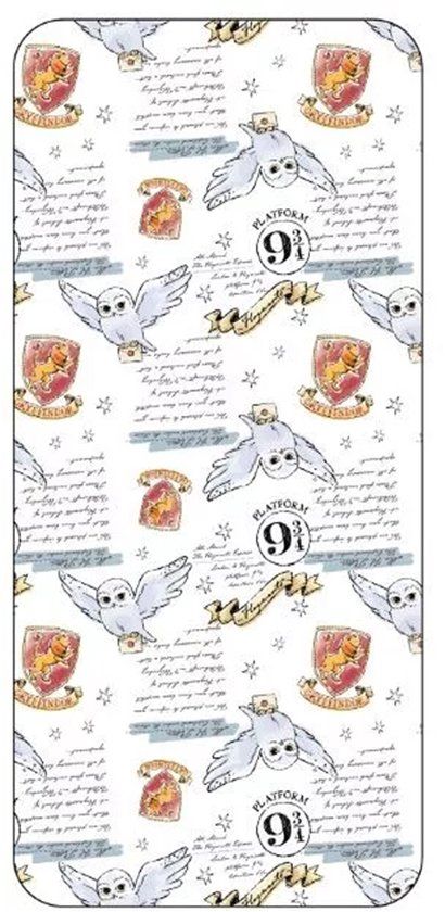 Harry Potter Hoeslaken Hedwig eenpersoons 90 x 200 cm - Wit