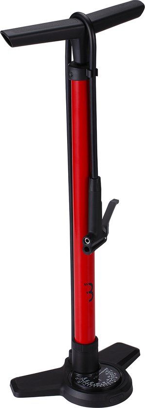 BBB Cycling AirBoost 2.0 Fietspomp met Drukmeter - 11 BAR 160 PSI - Ventielen: Dunlop, Presta & Schräder - Hoge Druk Vloerpomp Racefiets en MTB - Rood - BFP-28