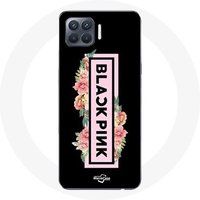 Maniacase Etui voor Oppo A93 Blackpink K-pop Groep Logo Zwart Roze Achtergrond