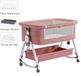 Lit bébé 3-en-1 - Portable - Pliable - Hauteur réglable - Berceau - Moustiquaire - Rose