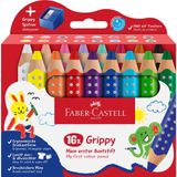 Faber-Castell Grippy XXL Jumbo Kleurpotloden Etui 16 stuks en Puntenslijper