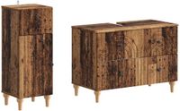 vidaXL - 2-delige - Badkamerkast - Set - ALKMAAR - Oud - hout - Bewerkt - hout