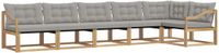 vidaXL - Hoek loungeset - 6 zitplekken - Wit en lichtgrijs - Acacia hout