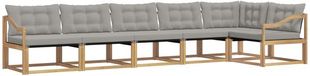 vidaXL - Hoek loungeset - 6 zitplekken - Wit en lichtgrijs - Acacia hout