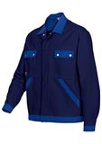 BP 1454-720-10-52/54 werkjas, verborgen drukknoopband en zakken, 305,00 g/m² versterkt katoen, donkerblauw/koningsblauw, 52/54