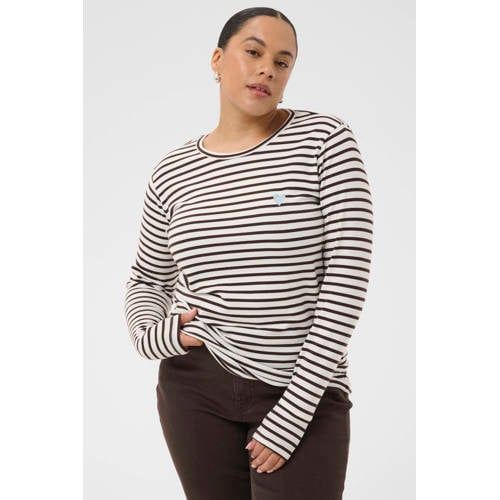 Kaffe Curve gestreepte top Plus Size - ecru