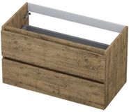 INK - Onderkast 2 Laden Greeploos met Houten Keerlijst - Naturel Eiken