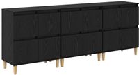 vidaXL Dressoirs, 3 stuks, zwart, eikenlook, 60 x 35 x 70 cm