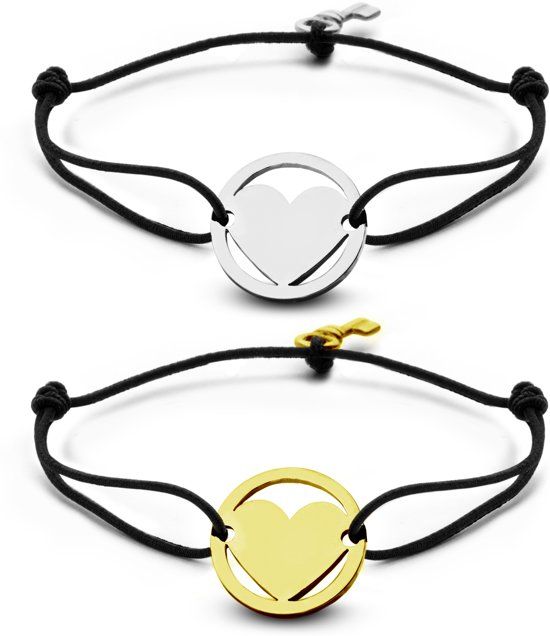 Key Moments Panda Key Moments 8KM-C00001 - Duo armband met stalen hart en sleutel - one-size - zilverkleurig / goudkleurig