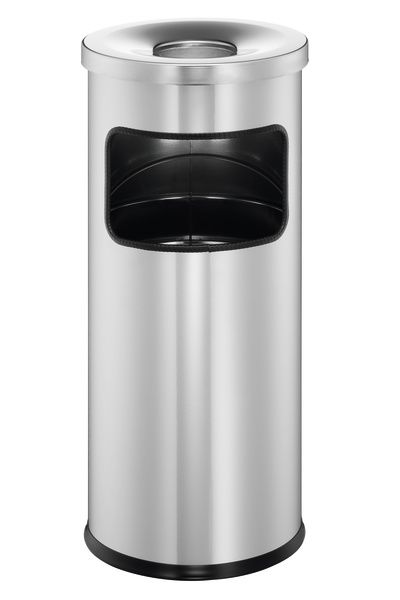 Durable Waste basket with ashtray Safe round - Silver - Aluminum - 63cm