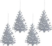 Merkloos / Sans marque Billiet - Vanlaere Kersthangers kerstboom - 4x - zilver glitters - 15 cm - kunststof