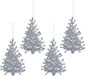 Merkloos / Sans marque Billiet - Vanlaere Kersthangers kerstboom - 4x - zilver glitters - 15 cm - kunststof