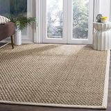 SAFAVIEH Natuurlijke vezel collectie 4 ' vierkant ivoor NF114J grens basketweave zeegras gebied tapijt