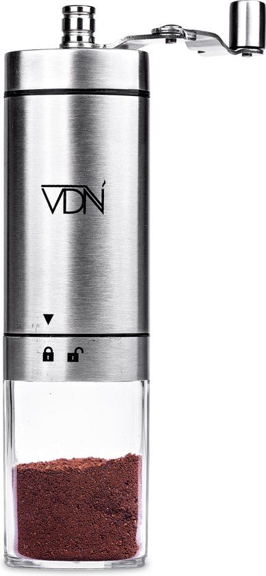 Handmatige Koffiemolen - RVS - Verstelbare Standen - 80ml - Zilverkleurig/Transparant