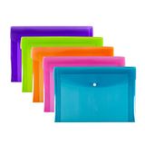 SUMMIT A4+ Heavy Duty kunststof Popper Portefeuilles diverse kleuren, documentenmappen, pak van 5