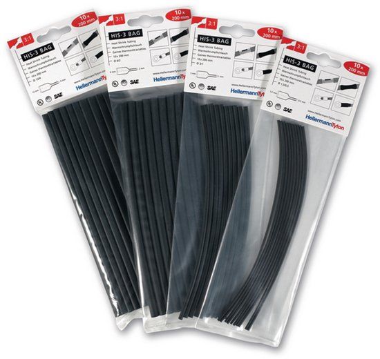 HellermannTyton 308-30310 Krimpkous assortiment 3 mm 1 mm Krimpverhouding:3:1 10 stuk(s) Zwart