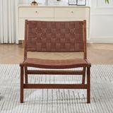 STILVORA Fauteuil 71 x 66 x 72 Cm - Gevlochten Schaakbordpatroon - Voor Binnen En Buiten - Hout En Kunstleer - Bruin