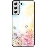 Samsung Galaxy S21 Watercolor flowers Verstevigd hoesje met sublimatie bedrukking
