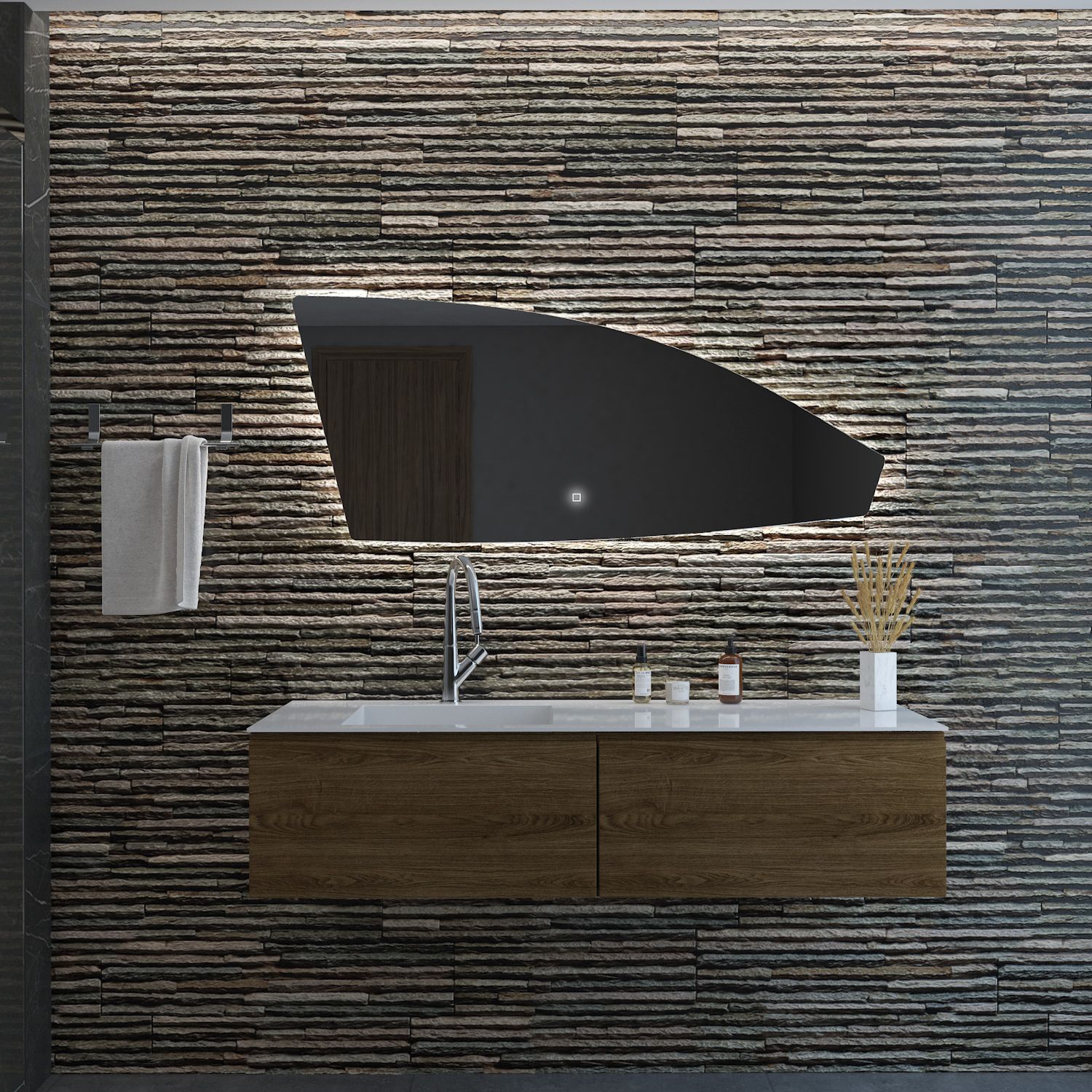 Gliss Design Tartaros Badkamerspiegel 120x50 cm - LED-verlichting