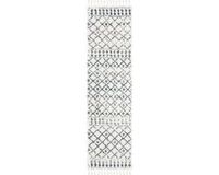 Safavieh Marokkaans Shaggy Geweven Tapijt voor Binnen, Berber Fringe Shag Collectie, BFG519, in Creme & Blauw, 66 X 244 cm
