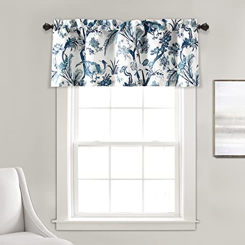 Lush Decor Dolores Light Filtering Window Curtain Valance, 18" L x 52" W, Blue