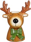 Mica Decorations kandelaar keramiek hert 9x7x11cm bruin