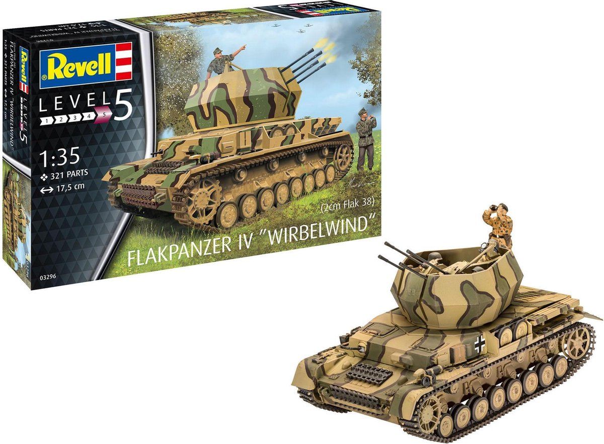 Revell 1:35 Flakpanzer IV Wirbelwind Plastic kit - 03296 - 4009803896748