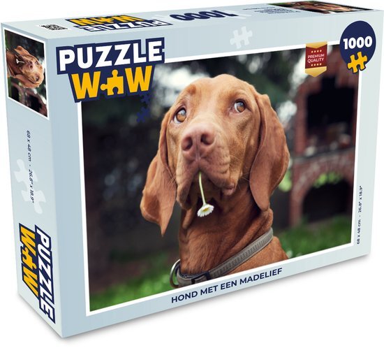 MuchoWow Puzzel Hond - Bloemen - Madelief - Legpuzzel - Puzzel 1000 stukjes volwassenen