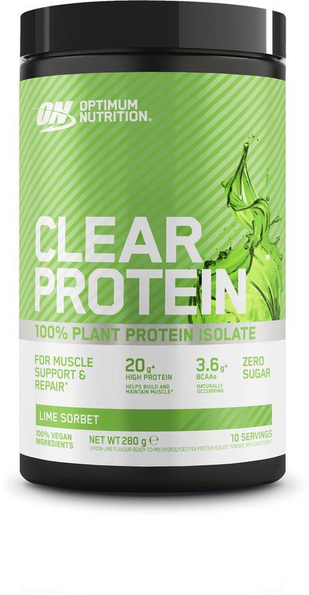 Optimum Nutrition Clear Protein - Lime Sorbet - Vegan Proteine Poeder - 100% Plantaardig Eiwit Isolaat - 10 doseringen (280 gram)