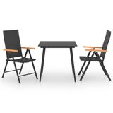 vidaXL 3-delige Tuinset Zwart en Bruin