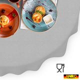 ANRO Tafelkleed Effen linnenlook Grijs Ovaal 160x140cm Rechte rand Afwasbaar Waterafstotend