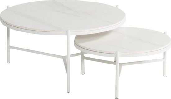 Merkloos Carson Koffietafel Wit Kunststof Hout 75 x 50 x 65 cm
