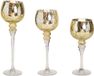 Merkloos Luxe Kaarsenhouder set - 3-delig - goudkleurig - 30, 35 en 40 cm - waxinelichthouders