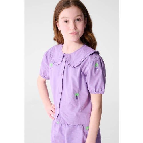 Shoeby blouse paars Meisjes Katoen Peter Pan-kraag Effen - maat 134/140