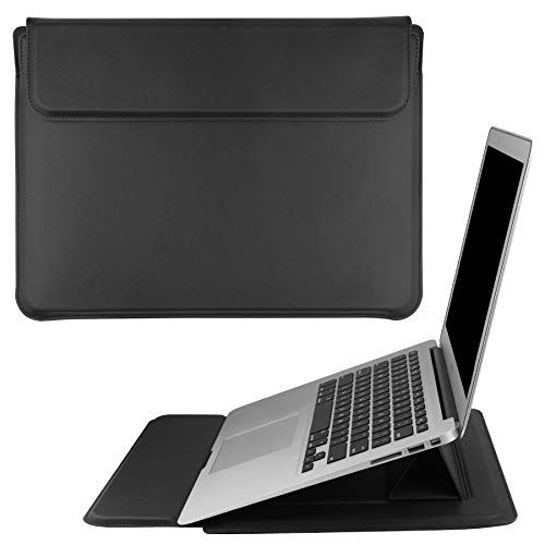 HoYiXi 13.3 Inch Laptop Sleeve Case PU Lederen Case Compatibel met MacBook Air 13 Inch M1 2018-2021 Release MacBook Pro 13 2016-2021 Alle Lichtgewicht 11 12 13 Inch Notebook, Sleeve Pouch Zwart