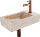 Saniclass Fuente fonteinset – rectangulaire – 40x22x10 cm – travertin beige – robinetterie en cuivre brossé