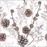 Ambiente Servet 33cm Pine cones wit