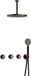 Hotbath Cobber - CB7067 - Inbouw Regendoucheset - Verouderd Ijzer - 2 Stopkranen - Thermostatisch - Plafondbuis 15 cm - Hoofddouche 300 mm - Ronde Handdouche 3 Standen
