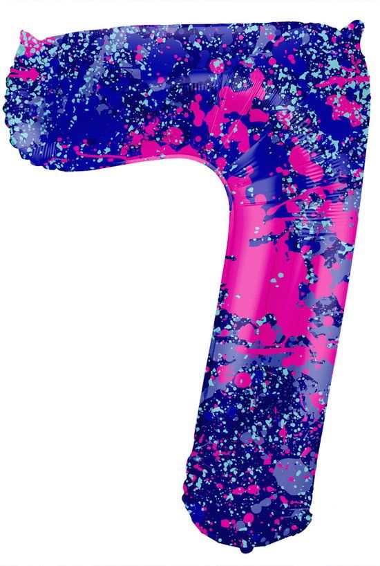 Folat Folieballon Cijfer 7 Paint Splash - 86 cm