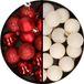 Merkloos / Sans marque Kaemingk B.V. Kerstballen 34x st - 3 cm - rood en wol wit - kunststof
