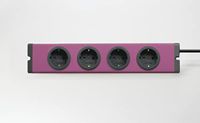 BODO Design Auminium stekkerdoos, 4-voudig, gelakt in de trendy kleur Red Berry, 1,5 m voedingskabel