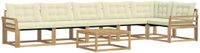 vidaXL - Hoek loungeset - 7-delig - Wit en crèmekleurig - Acacia hout