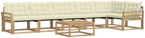 vidaXL - Ensemble de salon d'angle - 7 pièces - Blanc et crème - Acacia bois