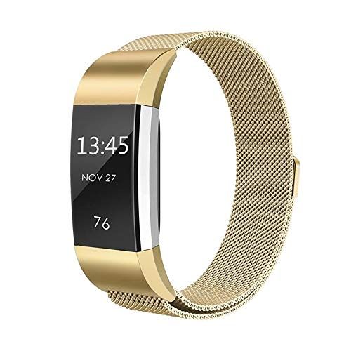 By Qubix Qubix - Milanese bandje voor Fitbit Charge 2 - Small - Goud