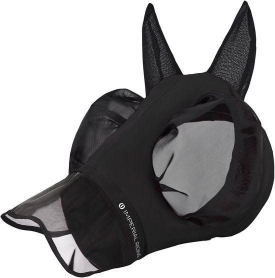 Imperial Riding - Vliegenmasker met Neus - IRHTrail ride - Black - Maat Pony