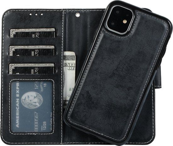 Mobiq - Magnetische 2-in-1 Wallet Case iPhone 11 Pro - Zwart